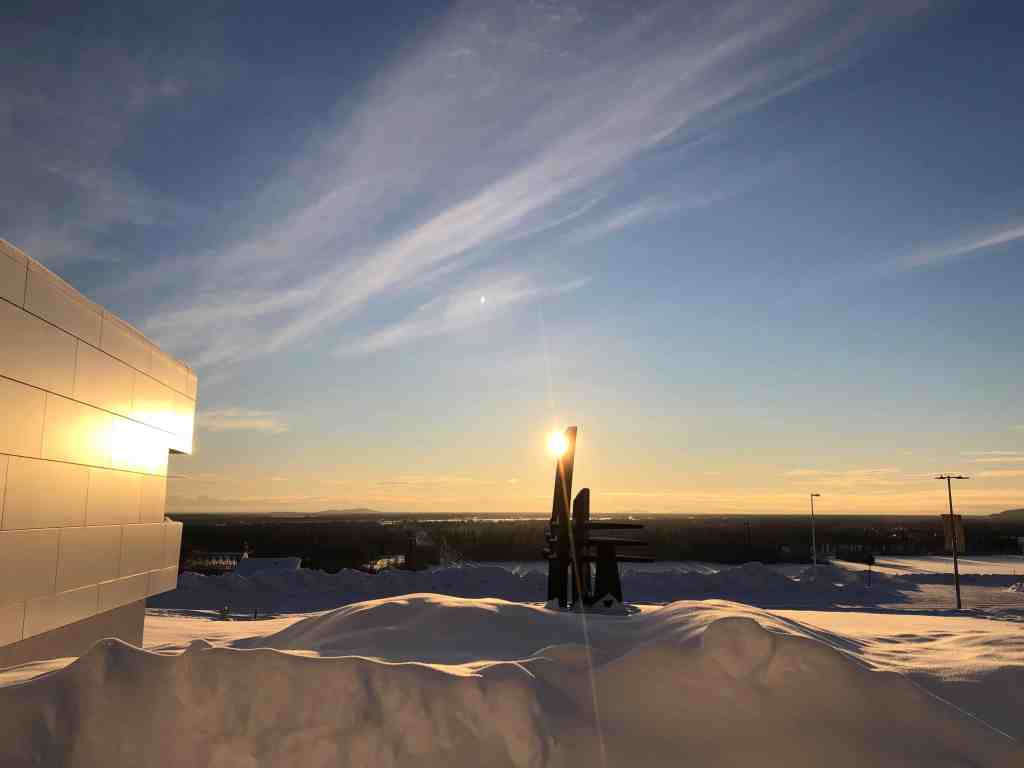 mid-day, winter sun in Fairbanks, AK